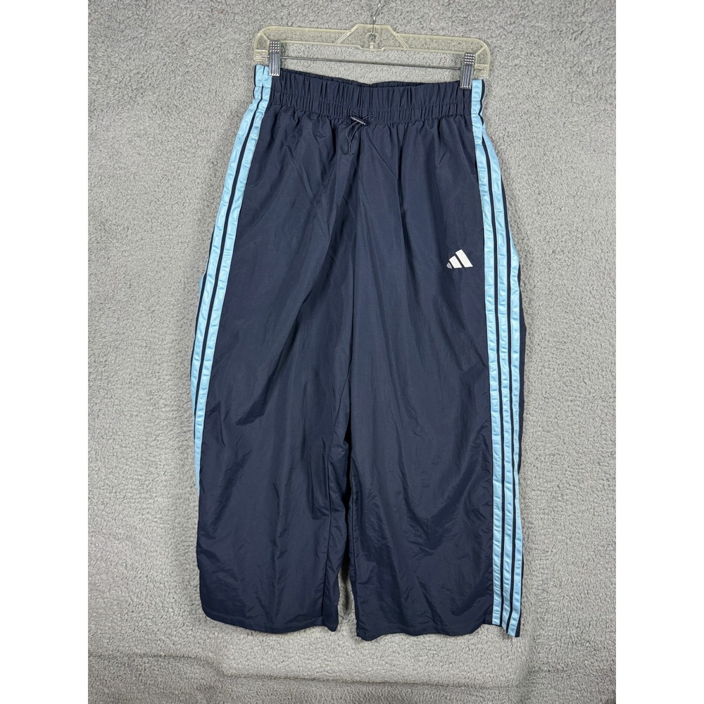 Adidas Men 3-Stripe Track Pants Navy Blue Light Blue KD9449 Small Wide Leg Baggy